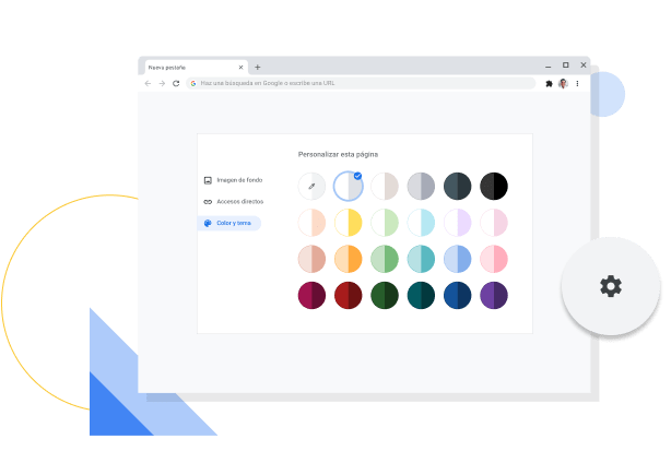 Imagen de la ventana de personalización del color y el tema de Chrome.